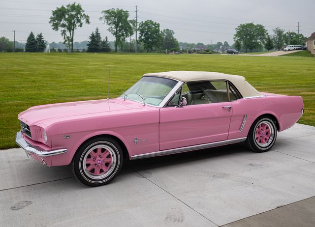 Pink Ford Mustang convertible