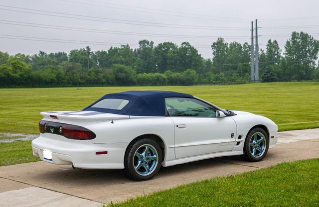 White convertible with a blue top