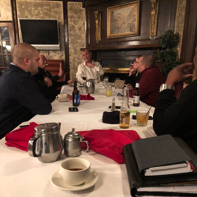 Group at a restaurant table