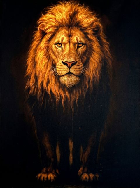 A lion on a black background